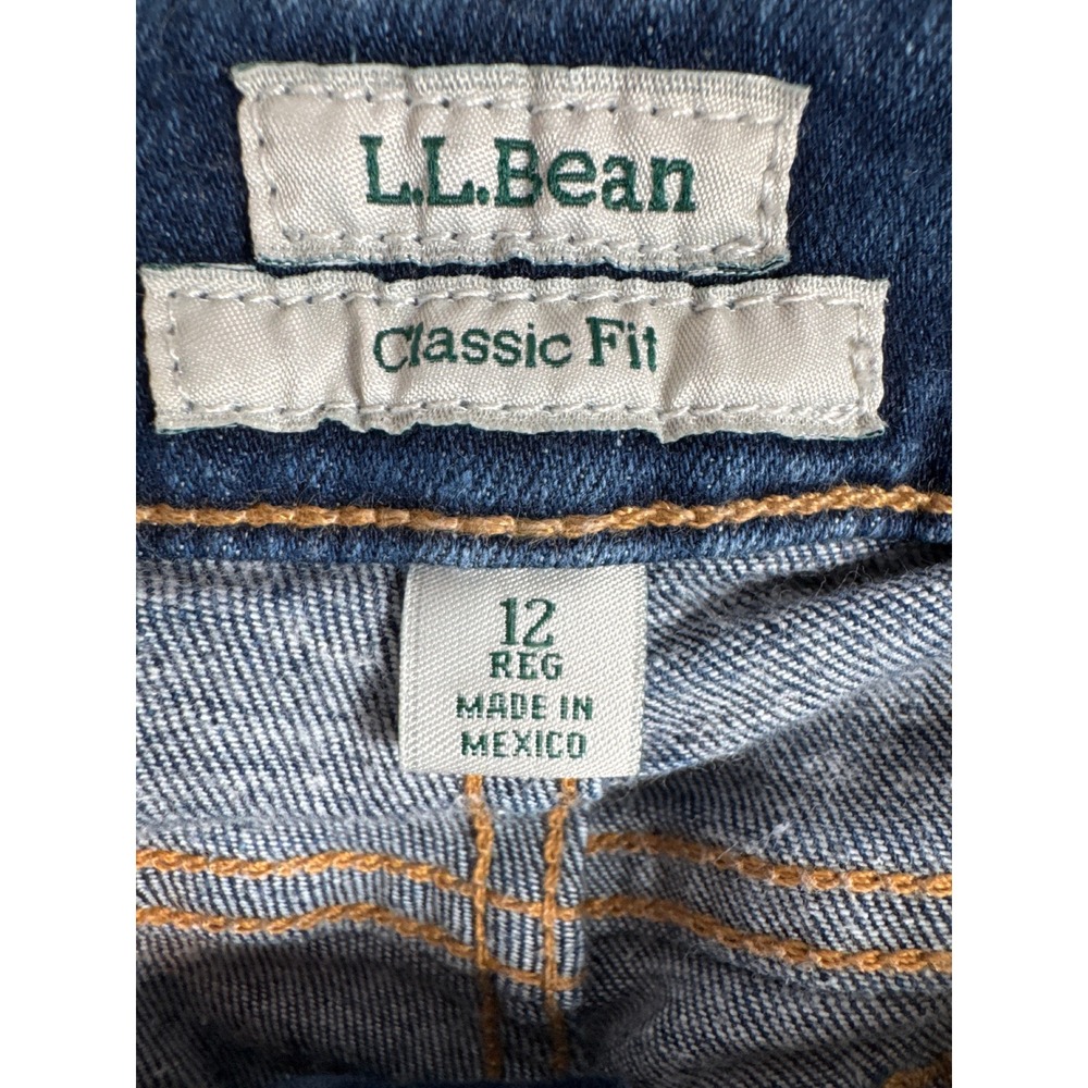 LLBean Classic Fit Dark‎ Wash Blue Denim Jeans Women's Size 12 Regular - Picture 6 of 6